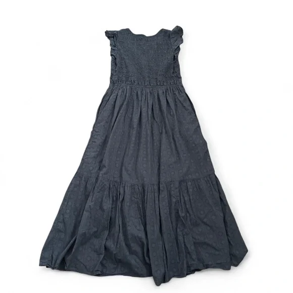 Anthropologie peregrine midi dress cotton smocked slate blue - Picture 5 of 6